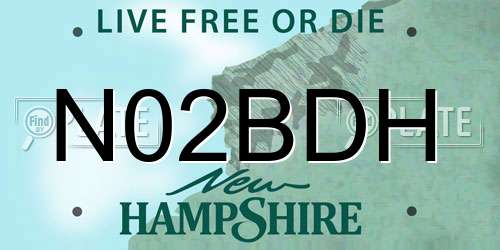 N02BDH New Hampshire License Plate