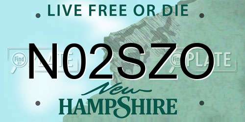 N02SZO New Hampshire License Plate