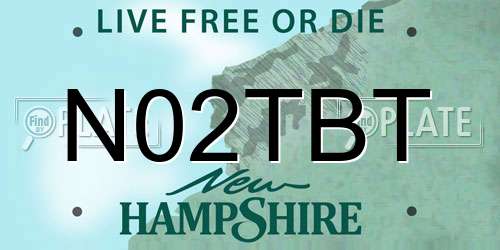 N02TBT New Hampshire License Plate