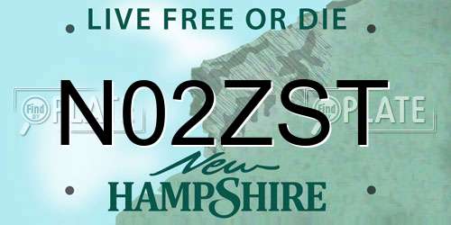 N02ZST New Hampshire License Plate