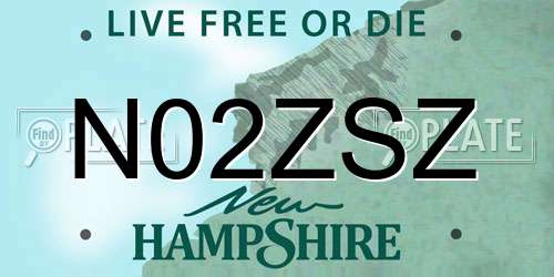 N02ZSZ New Hampshire License Plate