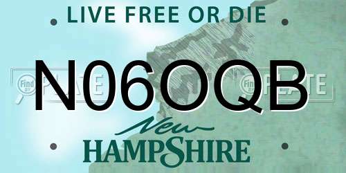 N06OQB New Hampshire License Plate