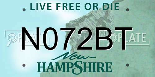 N072BT New Hampshire License Plate