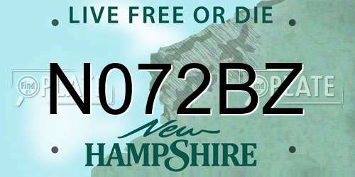 N072BZ New Hampshire License Plate