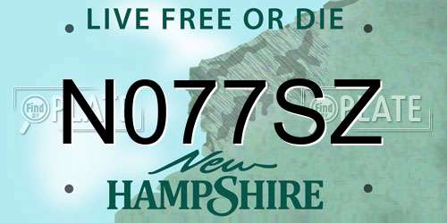 N077SZ New Hampshire License Plate