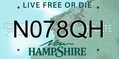 N078QH New Hampshire License Plate