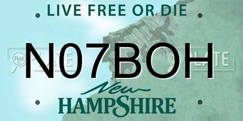 N07BOH New Hampshire License Plate