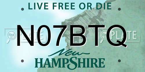 N07BTQ New Hampshire License Plate