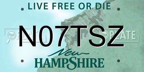 N07TSZ New Hampshire License Plate