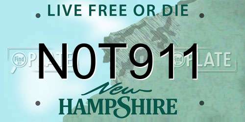 N0T911 New Hampshire License Plate