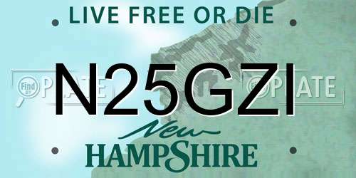 N25GZI New Hampshire License Plate
