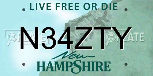 N34ZTY New Hampshire License Plate