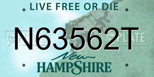 N63562T New Hampshire License Plate