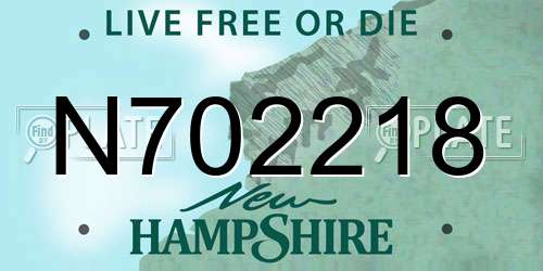 N702218 New Hampshire License Plate