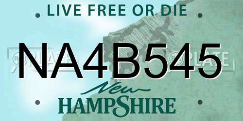 NA4B545 New Hampshire License Plate