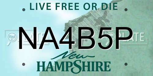 NA4B5P New Hampshire License Plate