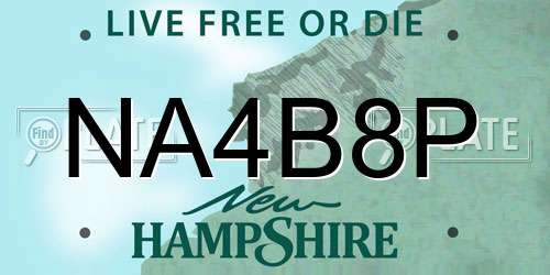 NA4B8P New Hampshire License Plate