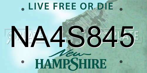 NA4S845 New Hampshire License Plate