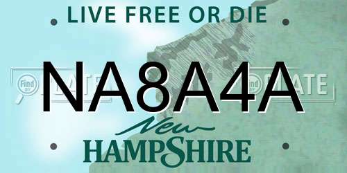 NA8A4A New Hampshire License Plate