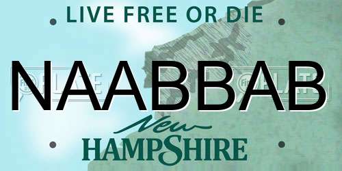 NAABBAB New Hampshire License Plate