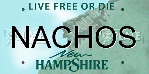 NACHOS New Hampshire License Plate