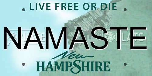 NAMASTE New Hampshire License Plate