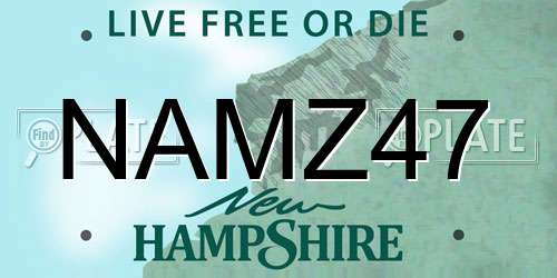 NAMZ47 New Hampshire License Plate