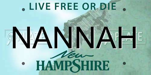 NANNAH New Hampshire License Plate