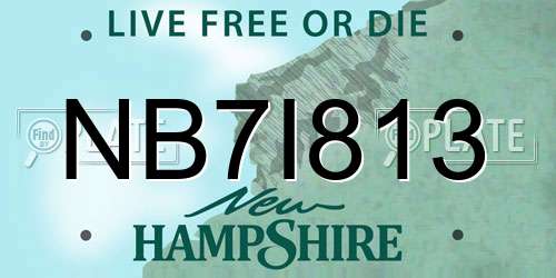 NB7I813 New Hampshire License Plate