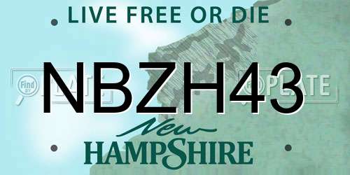 NBZH43 New Hampshire License Plate