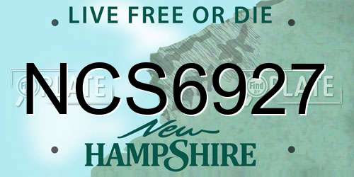 NCS6927 New Hampshire License Plate