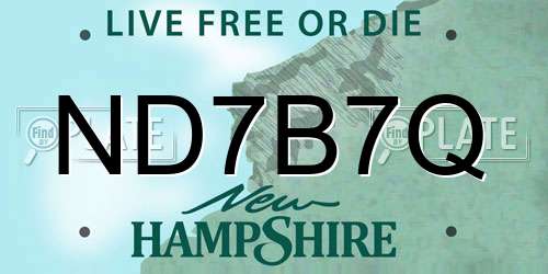 ND7B7Q New Hampshire License Plate