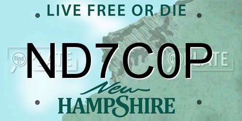 ND7C0P New Hampshire License Plate