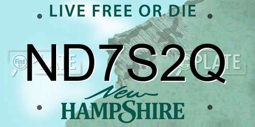 ND7S2Q New Hampshire License Plate