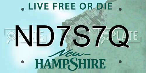 ND7S7Q New Hampshire License Plate
