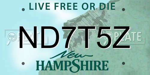 ND7T5Z New Hampshire License Plate
