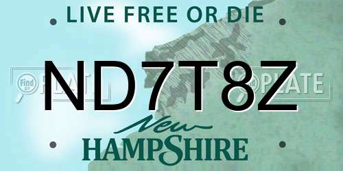 ND7T8Z New Hampshire License Plate