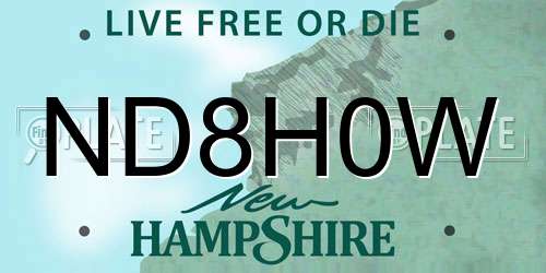 ND8H0W New Hampshire License Plate