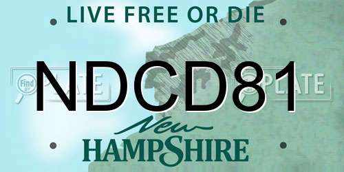 NDCD81 New Hampshire License Plate