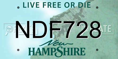 NDF728 New Hampshire License Plate