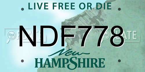 NDF778 New Hampshire License Plate
