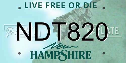 NDT820 New Hampshire License Plate