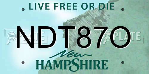 NDT87O New Hampshire License Plate