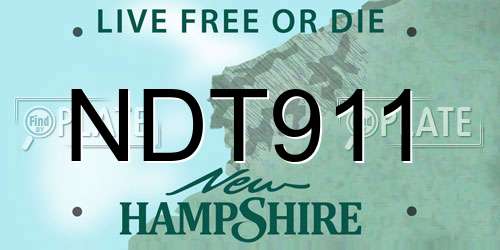 NDT911 New Hampshire License Plate
