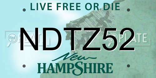 NDTZ52 New Hampshire License Plate