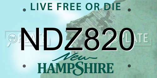NDZ820 New Hampshire License Plate