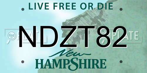 NDZT82 New Hampshire License Plate