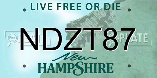 NDZT87 New Hampshire License Plate