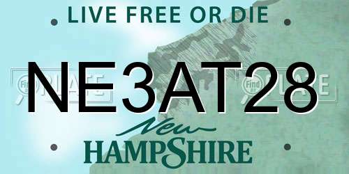 NE3AT28 New Hampshire License Plate