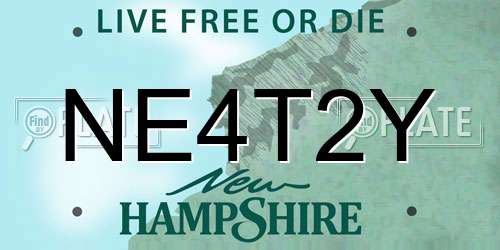 NE4T2Y New Hampshire License Plate